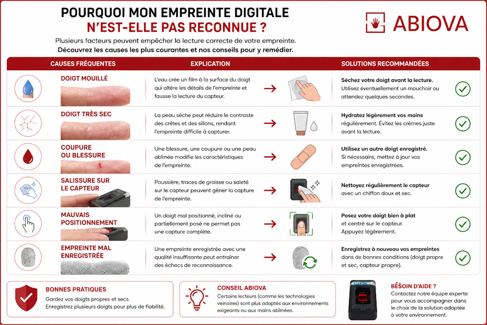 Empreinte digitale non reconnue par un lecteur biométrique
