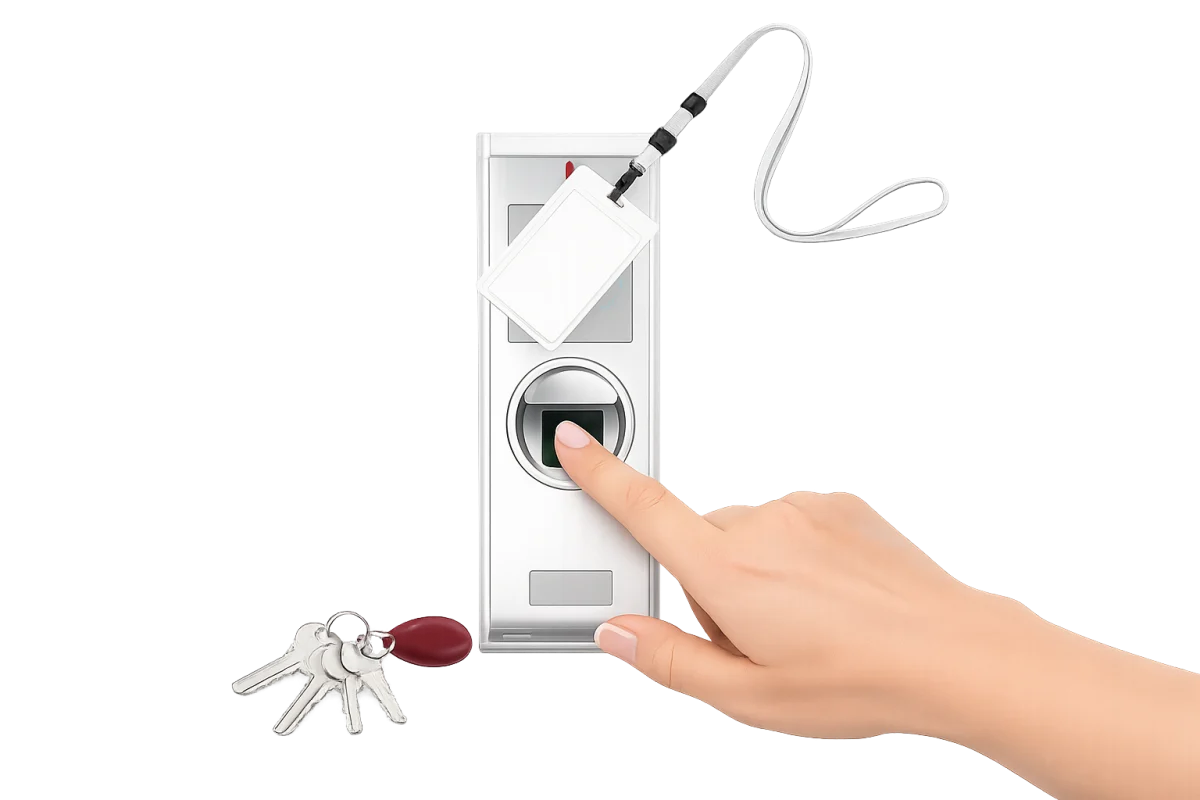 Lecteur biométrique d’empreintes digitales avec badge RFID